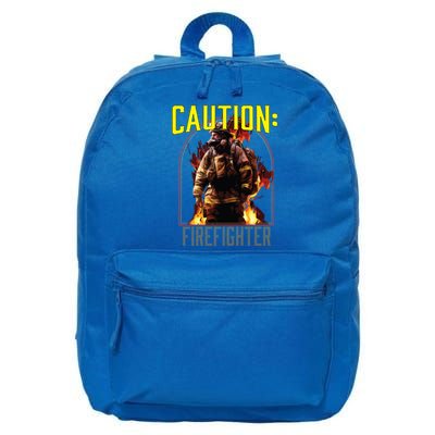 Caution Firefighter Fire Rescue Fire Firefighting Gift 16 in Basic Backpack