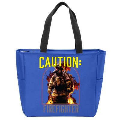 Caution Firefighter Fire Rescue Fire Firefighting Gift Zip Tote Bag