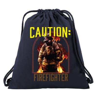 Caution Firefighter Fire Rescue Fire Firefighting Gift Drawstring Bag