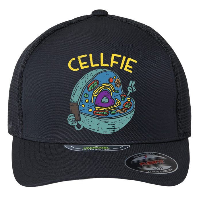 Cell Fie Funny Science Biology Teacher Flexfit Unipanel Trucker Cap