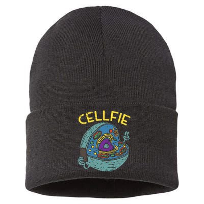 Cell Fie Funny Science Biology Teacher Sustainable Knit Beanie