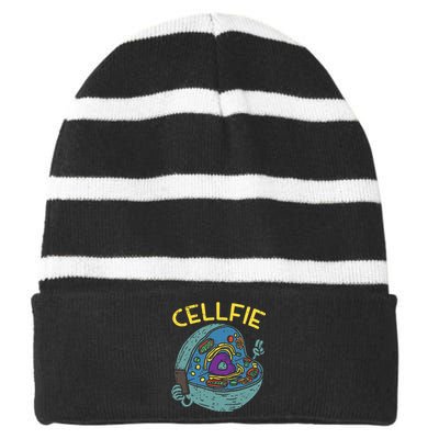 Cell Fie Funny Science Biology Teacher Striped Beanie with Solid Band