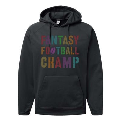 Cute Fantasy Football Champ Legend Husband Dad King Drafting Performance Fleece Hoodie