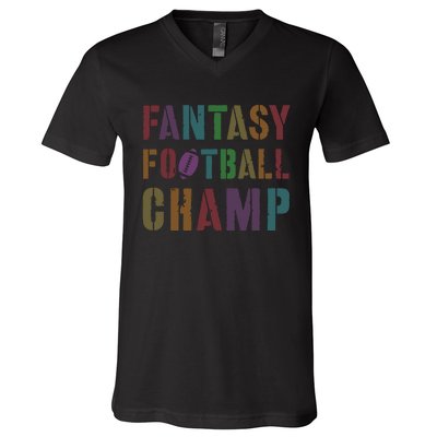 Cute Fantasy Football Champ Legend Husband Dad King Drafting V-Neck T-Shirt