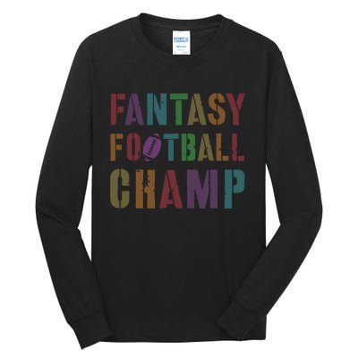 Cute Fantasy Football Champ Legend Husband Dad King Drafting Tall Long Sleeve T-Shirt