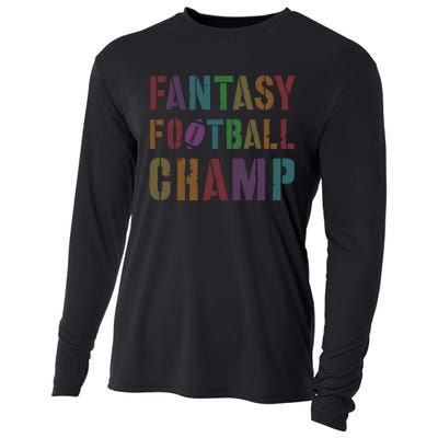 Cute Fantasy Football Champ Legend Husband Dad King Drafting Cooling Performance Long Sleeve Crew