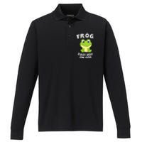 Cute Frog Fully Rely On God Christian Frog Performance Long Sleeve Polo