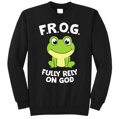 Cute Frog Fully Rely On God Christian Frog Sweatshirt