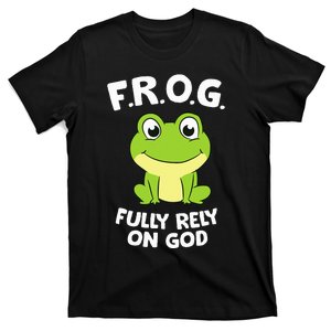 Cute Frog Fully Rely On God Christian Frog T-Shirt