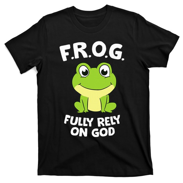 Cute Frog Fully Rely On God Christian Frog T-Shirt