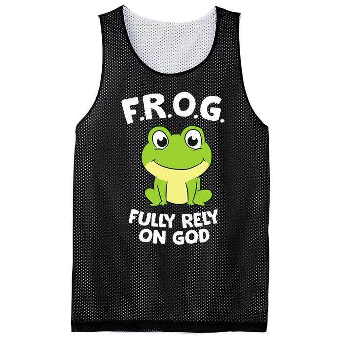 Cute Frog Fully Rely On God Christian Frog Mesh Reversible Basketball Jersey Tank