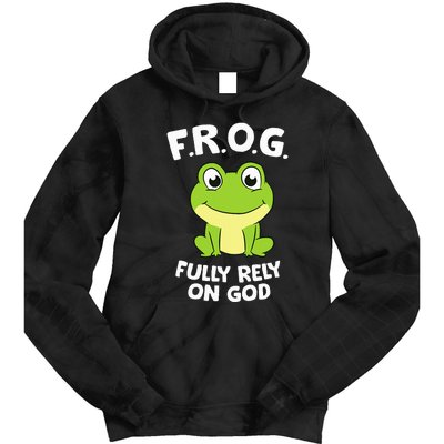 Cute Frog Fully Rely On God Christian Frog Tie Dye Hoodie