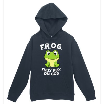 Cute Frog Fully Rely On God Christian Frog Urban Pullover Hoodie