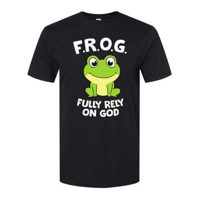 Cute Frog Fully Rely On God Christian Frog Softstyle CVC T-Shirt