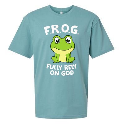 Cute Frog Fully Rely On God Christian Frog Sueded Cloud Jersey T-Shirt