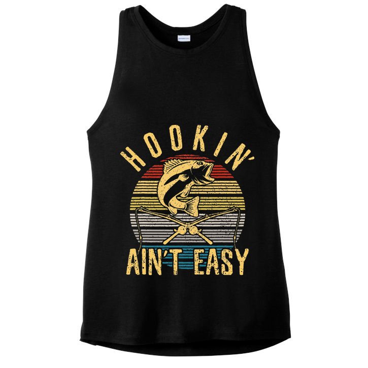 Cute Funny Fishing Vintage Hookin Aint Easy Fisherman Gift Ladies PosiCharge Tri-Blend Wicking Tank