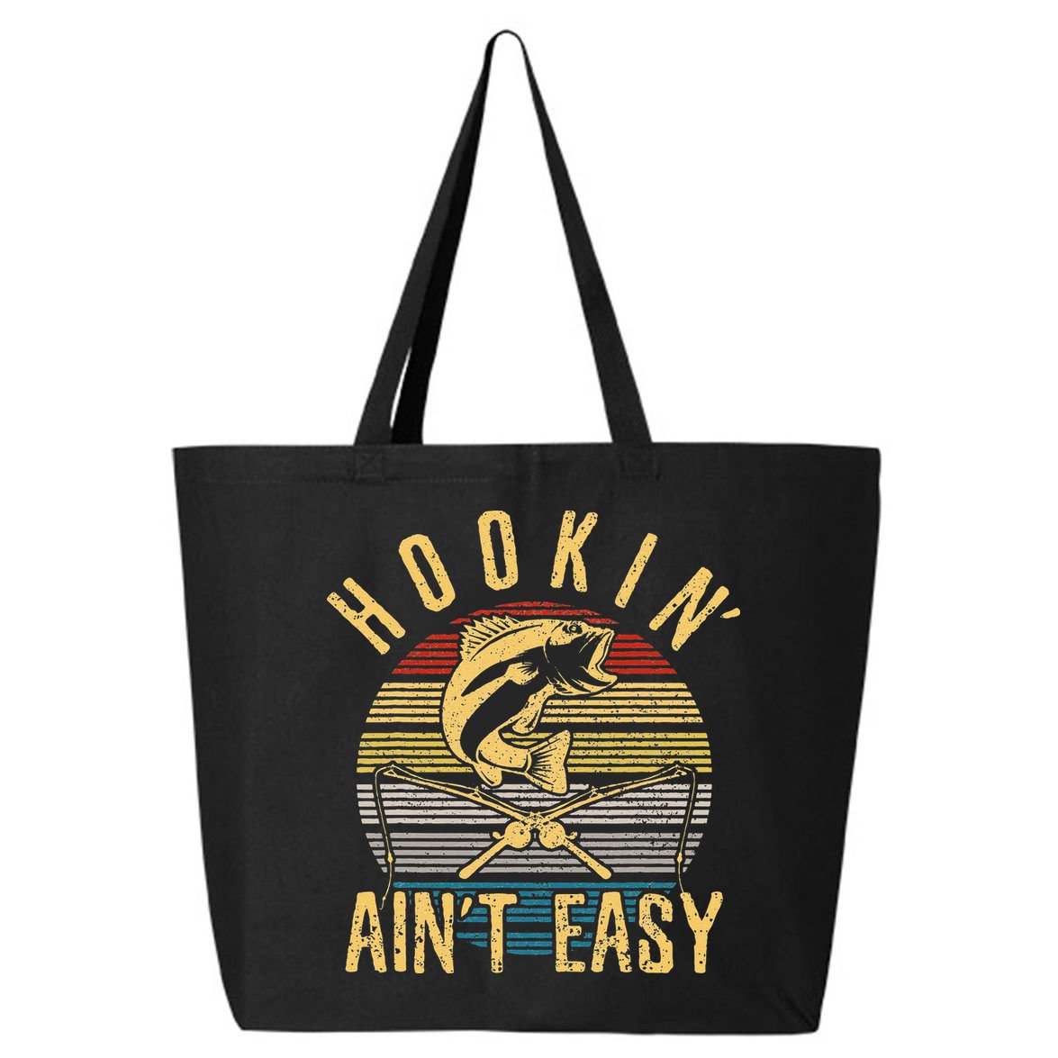 Cute Funny Fishing Vintage Hookin Aint Easy Fisherman Gift 25L Jumbo Tote