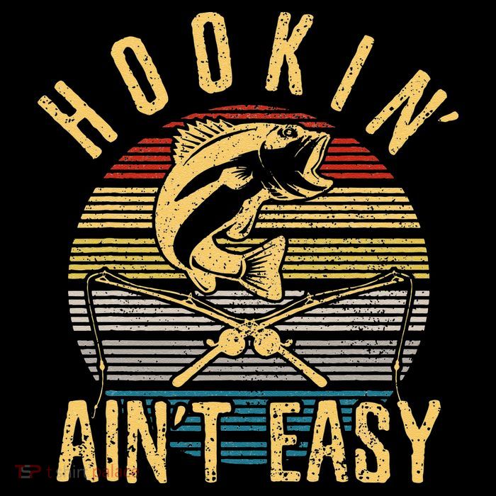 Cute Funny Fishing Vintage Hookin Aint Easy Fisherman Gift Kids T-Shirt