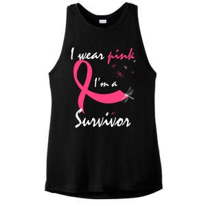 Cancer Free Funny Gift I Wear Pink Breast Cancer Survivor Funny Gift Ladies PosiCharge Tri-Blend Wicking Tank