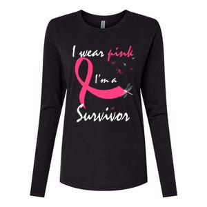 Cancer Free Funny Gift I Wear Pink Breast Cancer Survivor Funny Gift Womens Cotton Relaxed Long Sleeve T-Shirt