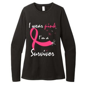 Cancer Free Funny Gift I Wear Pink Breast Cancer Survivor Funny Gift Womens CVC Long Sleeve Shirt