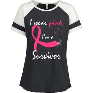 Cancer Free Funny Gift I Wear Pink Breast Cancer Survivor Funny Gift Enza Ladies Jersey Colorblock Tee