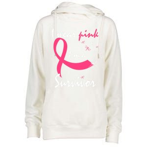 Cancer Free Funny Gift I Wear Pink Breast Cancer Survivor Funny Gift Womens Funnel Neck Pullover Hood