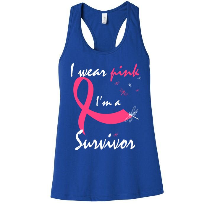 Cancer Free Funny Gift I Wear Pink Breast Cancer Survivor Funny Gift Women's Racerback Tank