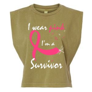 Cancer Free Funny Gift I Wear Pink Breast Cancer Survivor Funny Gift Garment-Dyed Women's Muscle Tee