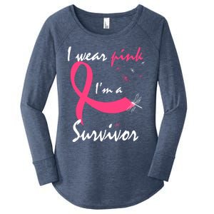 Cancer Free Funny Gift I Wear Pink Breast Cancer Survivor Funny Gift Women's Perfect Tri Tunic Long Sleeve Shirt