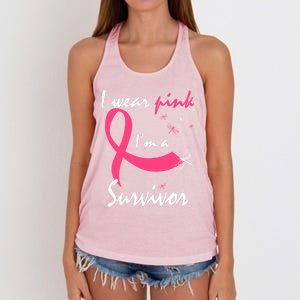 Cancer Free Funny Gift I Wear Pink Breast Cancer Survivor Funny Gift Women's Knotted Racerback Tank