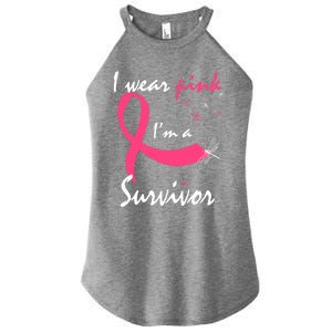 Cancer Free Funny Gift I Wear Pink Breast Cancer Survivor Funny Gift Women's Perfect Tri Rocker Tank