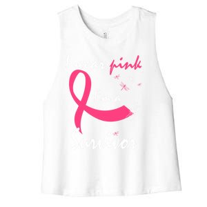 Cancer Free Funny Gift I Wear Pink Breast Cancer Survivor Funny Gift Women's Racerback Cropped Tank