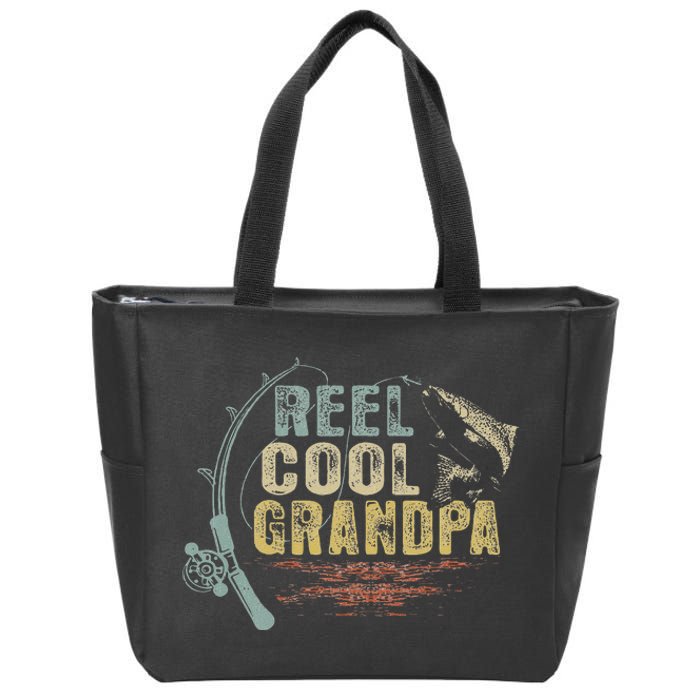 Cute Funny Fishing Vintage Reel Cool Grandpa Zip Tote Bag