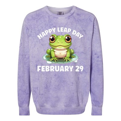 Cute Frog February 29th Leap Day 2024 Colorblast Crewneck Sweatshirt