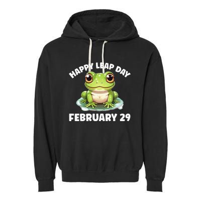 Cute Frog February 29th Leap Day 2024 Garment-Dyed Fleece Hoodie