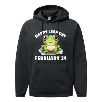 Cute Frog February 29th Leap Day 2024 Performance Fleece Hoodie