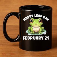 Cute Frog February 29th Leap Day 2024 11oz C Handle Ceramic Mug