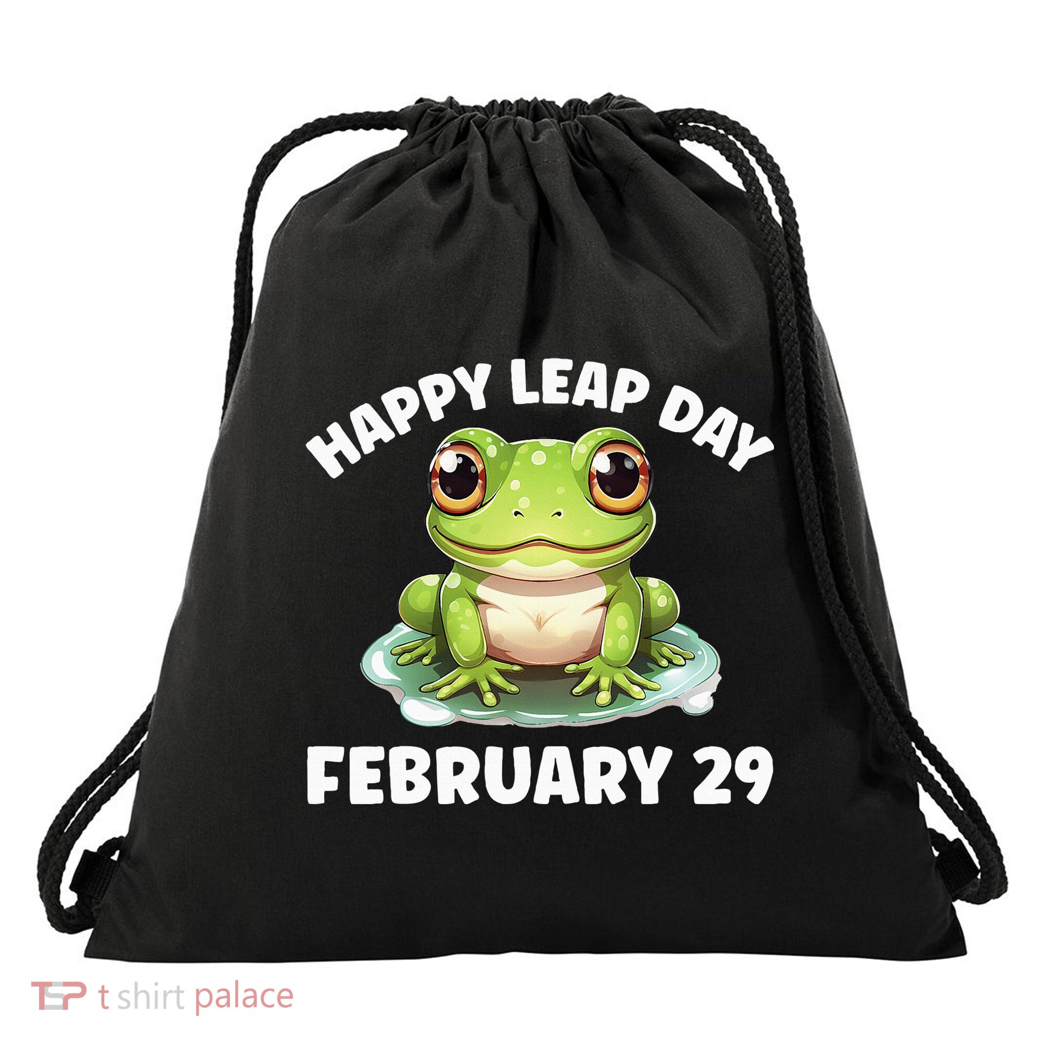 Cute Frog February 29th Leap Day 2024 Drawstring Bag
