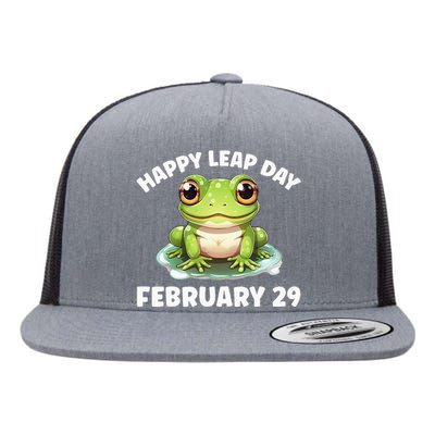 Cute Frog February 29th Leap Day 2024 Flat Bill Trucker Hat