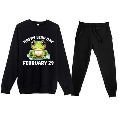 Cute Frog February 29th Leap Day 2024 Premium Crewneck Sweatsuit Set