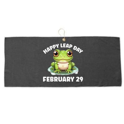 Cute Frog February 29th Leap Day 2024 Large Microfiber Waffle Golf Towel