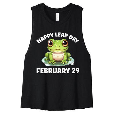 Cute Frog February 29th Leap Day 2024 Women's Racerback Cropped Tank