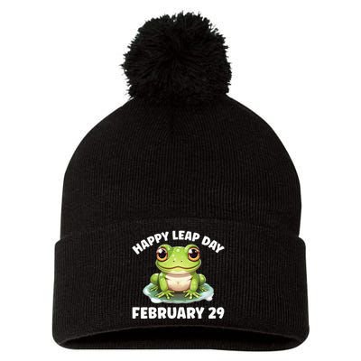 Cute Frog February 29th Leap Day 2024 Pom Pom 12in Knit Beanie