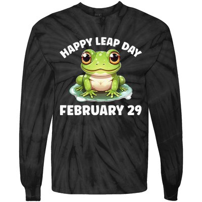 Cute Frog February 29th Leap Day 2024 Tie-Dye Long Sleeve Shirt