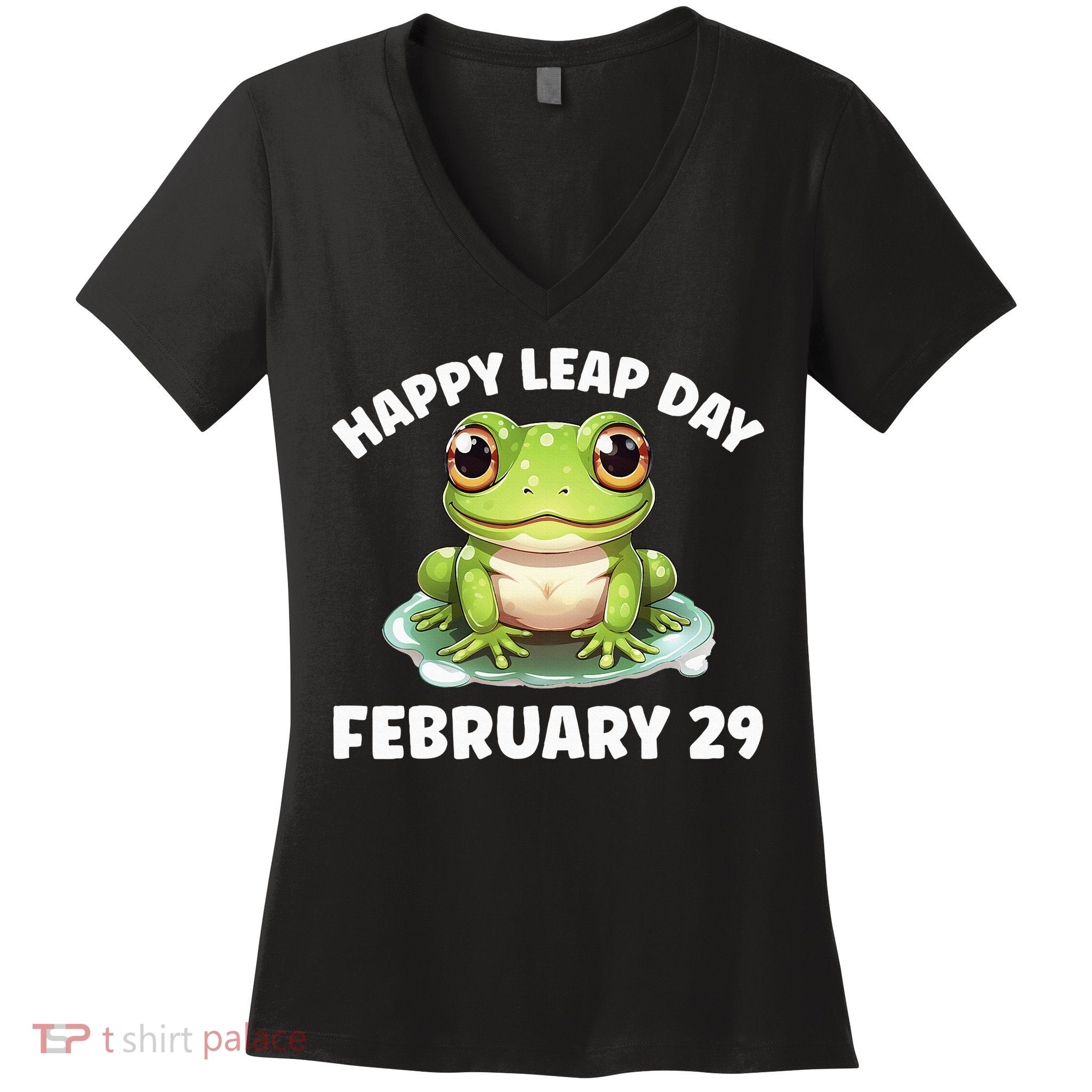 Cute Frog February 29th Leap Day 2024 Women's V-Neck T-Shirt
