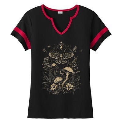 Cute Fairycore Floral Moth Aesthetic Ladies Halftime Notch Neck Tee