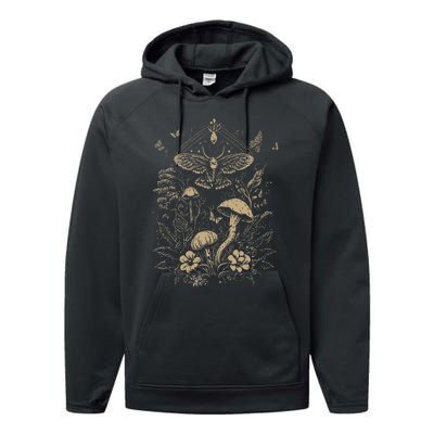 Cute Fairycore Floral Moth Aesthetic Performance Fleece Hoodie