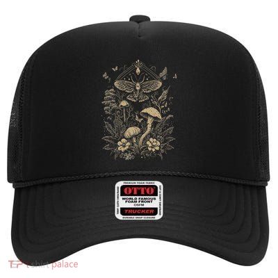 Cute Fairycore Floral Moth Aesthetic High Crown Mesh Back Trucker Hat