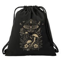 Cute Fairycore Floral Moth Aesthetic Drawstring Bag